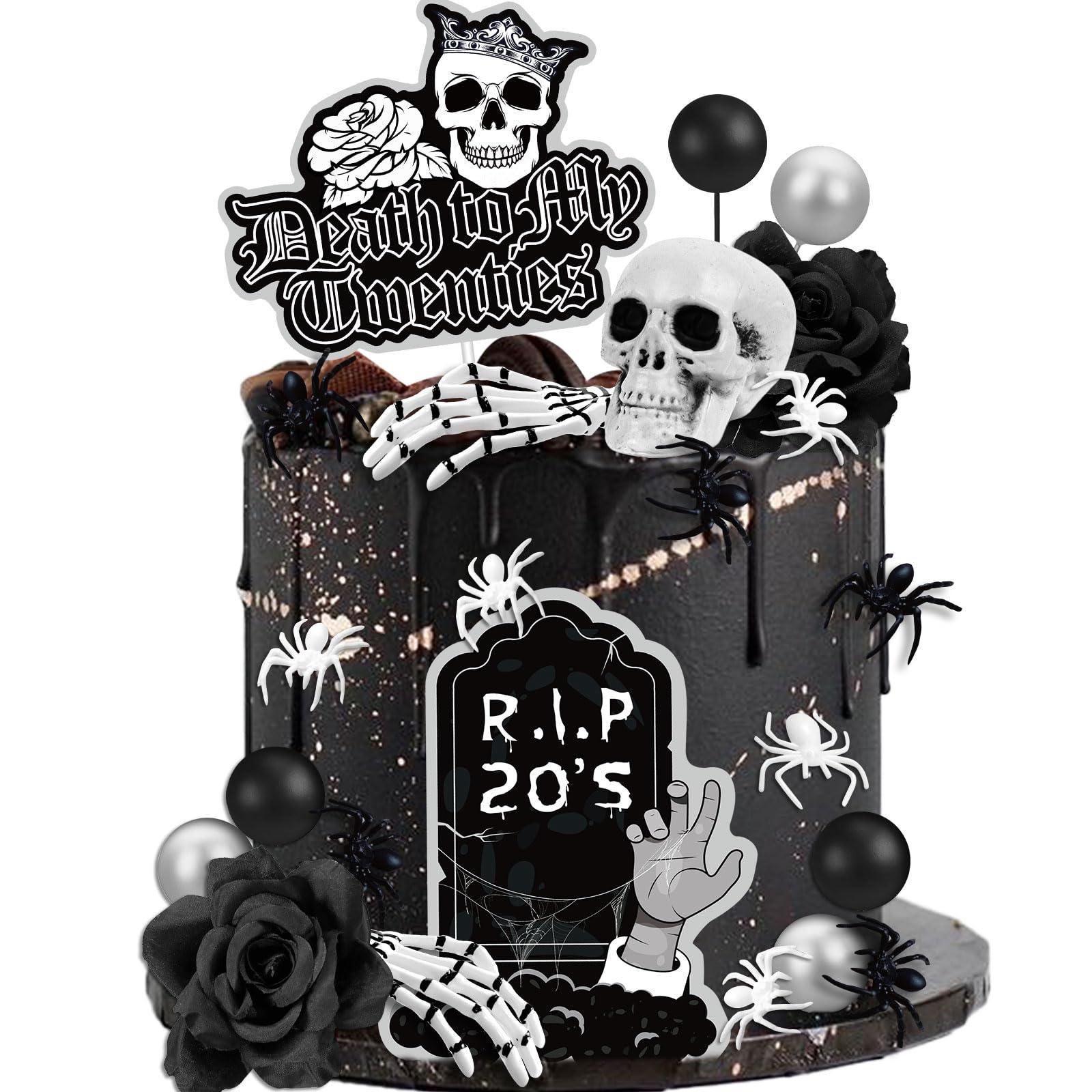 TSVATE Death to My 20s Cake Topper, 30th Birthday Cake Topper, Rip to My 20s Cake Topper Funeral Black Cake Decorations, Death to My 20s Decorations 30th birthday Decorations for Her Him Dirty 30 Cake Topper