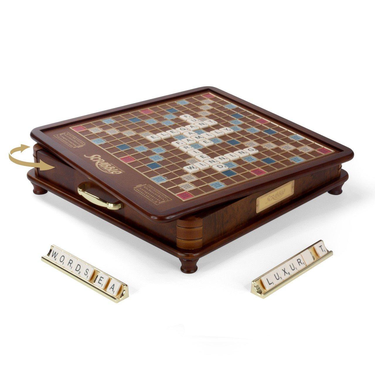 WS Game Company WS Game Company Scrabble Luxury Edition with Rotating Wooden Game Board
