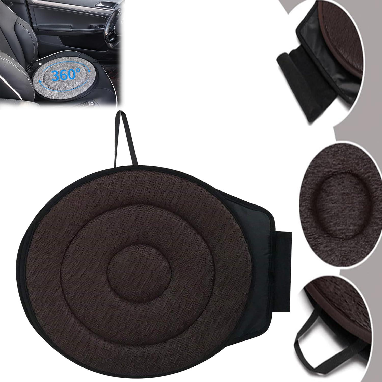 Krisuary No.Medicine 360 Rotating Seat Cushion, Swivel Seat Cushion 360 Degree Easy Turn Rotating Car Cushion Portable Disc Pad for Elderly, Ergonomically Designed Rotating Seat Cushion for Car (Coffee)