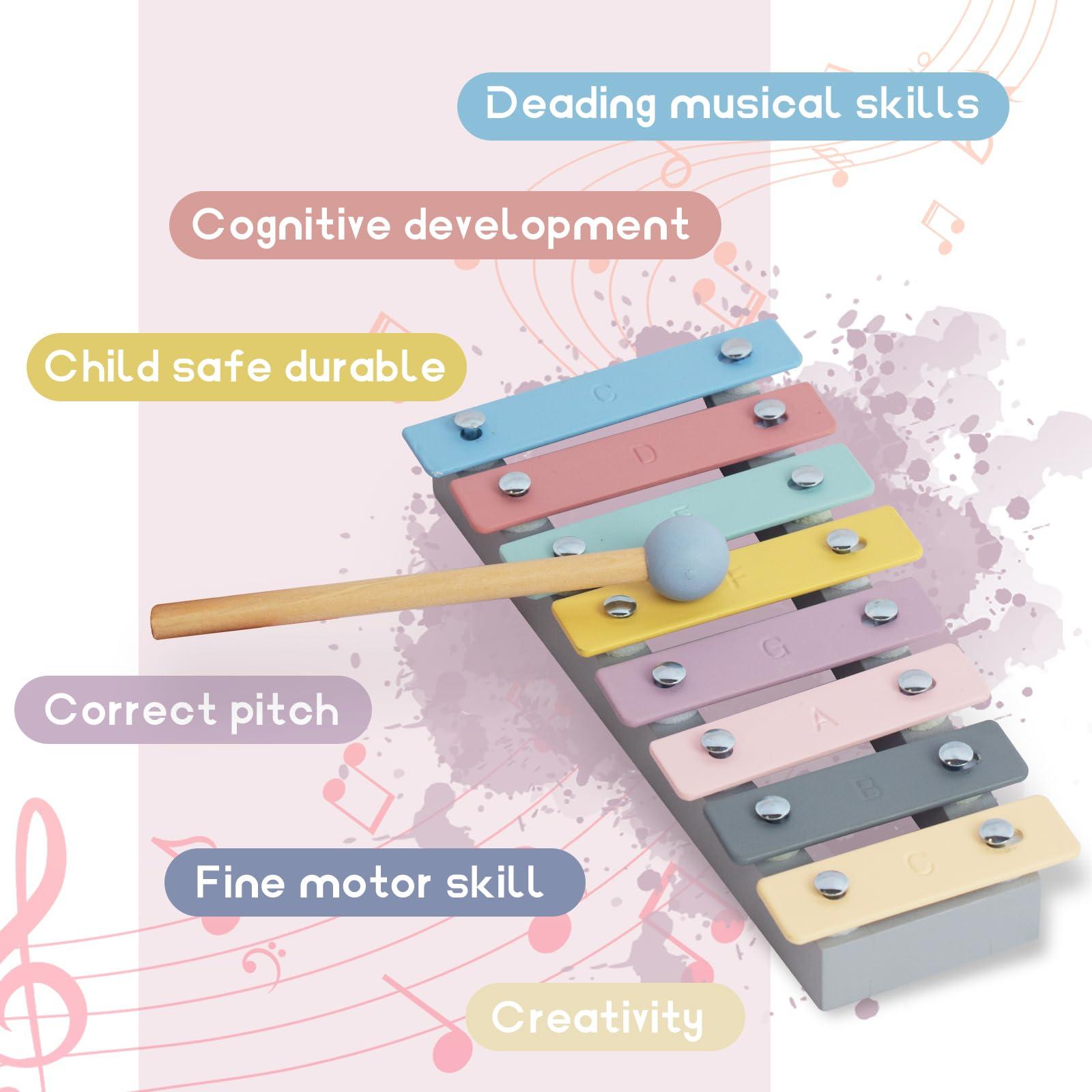 WoodenEdu Kids Xylophone Musical Toy with Child Safe Mallets - Educational Instrument for Toddlers
