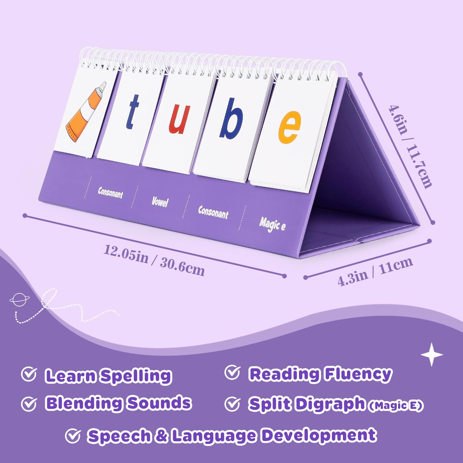 Aizweb Aizweb Magic E Word Games,Phonics Games Flash Card for Preschool Kindergarten Classroom Must Haves,Spelling Reading Learning Games,Speech Therapy Montessori Educational Toy Gift for Kid 3 4 5 Year Old