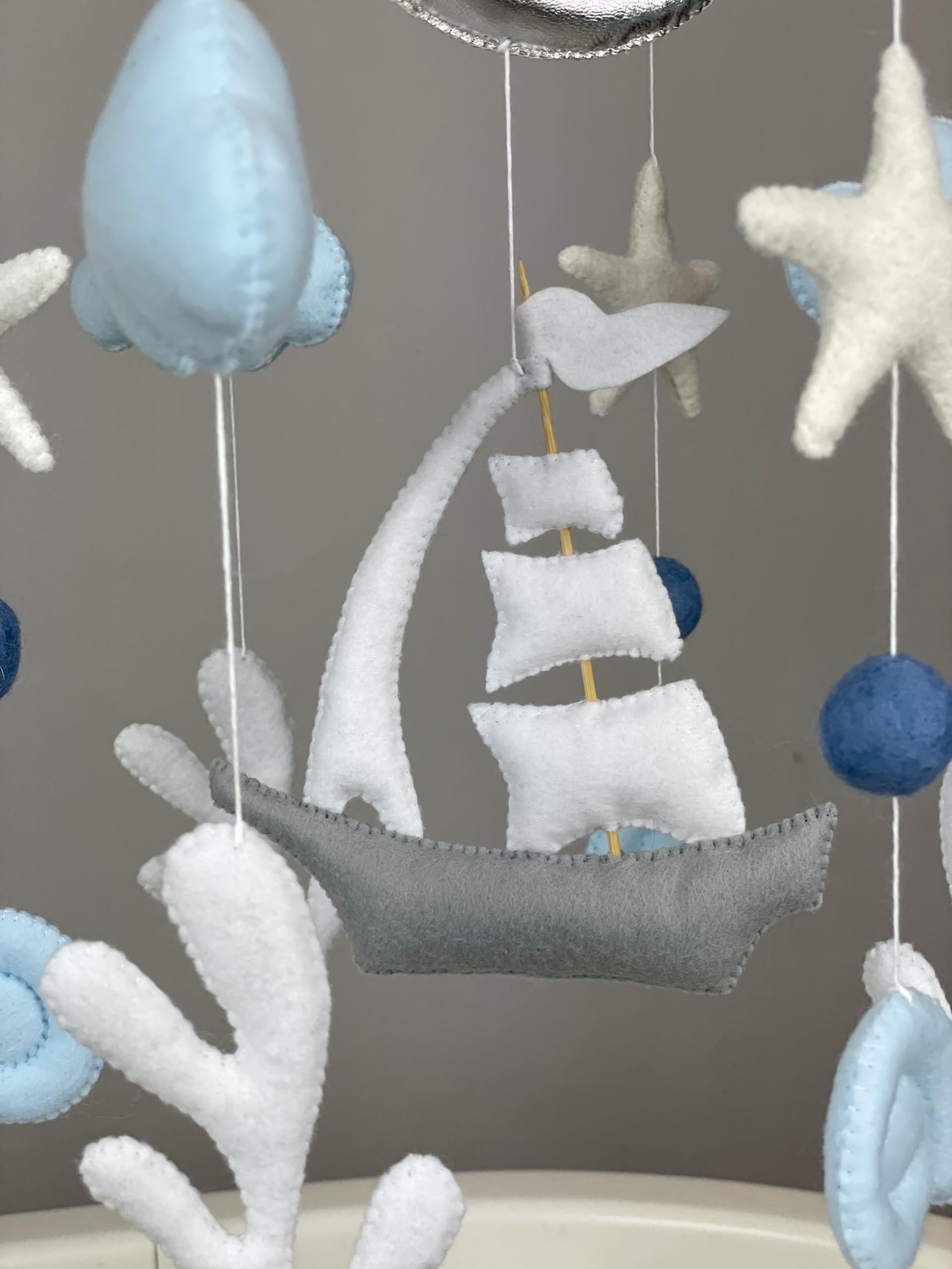 ToysCentral Basics Ocean baby mobile boy Ship mobile Crib baby mobile Nautical theme nursery decor Sea mobile Felt hanging mobile coastal