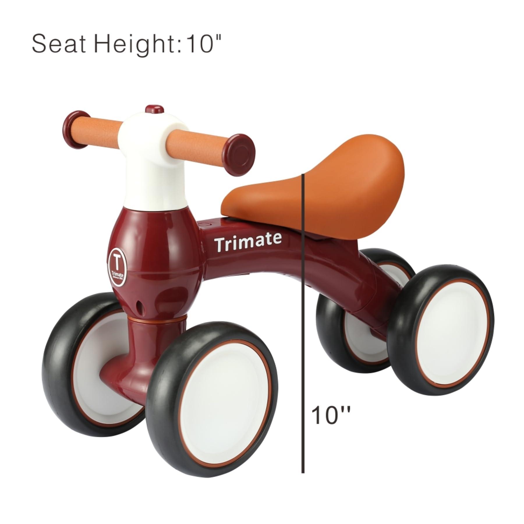 Trimate Trimate Baby Walker Balance Bike, Wine Red - Perfect Ride-On Toy for 1-Year-Olds, with 4 Wheels, Ideal for Boys and Girls (12-24 Months)