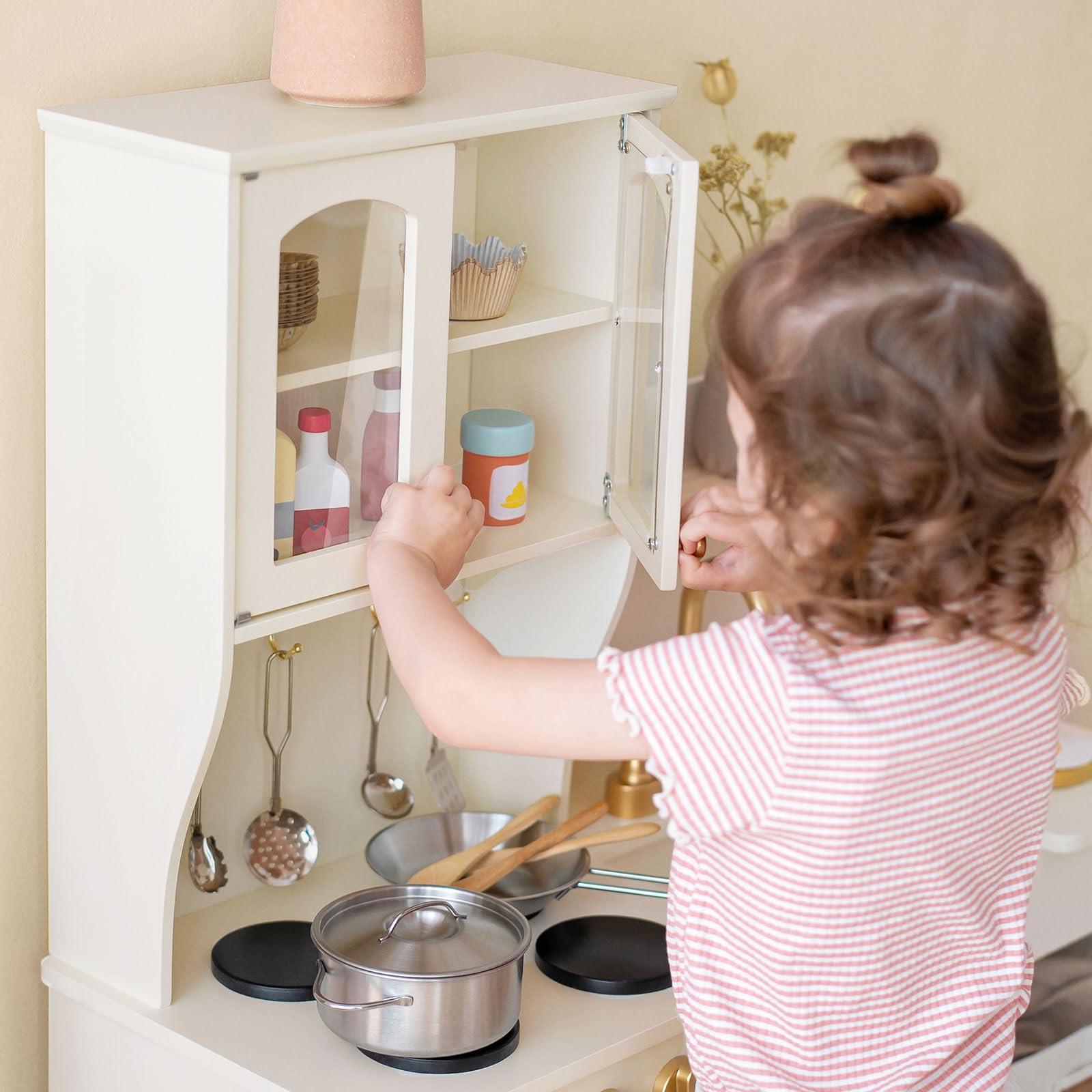 Tiny Land Tiny Land Play Kitchen for Kids, Wooden Play Kitchen with Toy Storage System, Toy Kitchen Set with Plenty of Play Features, Kids Play Kitchen Designed, Gift for Ages 3+