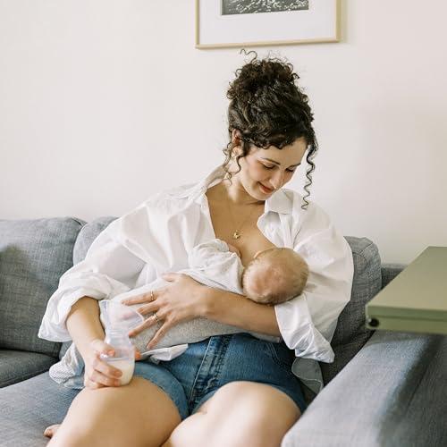 Dr. Brown\'s Dr. Brown's 100% Silicone One-Piece Breast Pump,Hands-Free Breast Milk Collector with Anti-Colic Options+ Baby Bottle (4 oz/120 mL),Level 1 Nipple,Travel Lid and Travel Bag