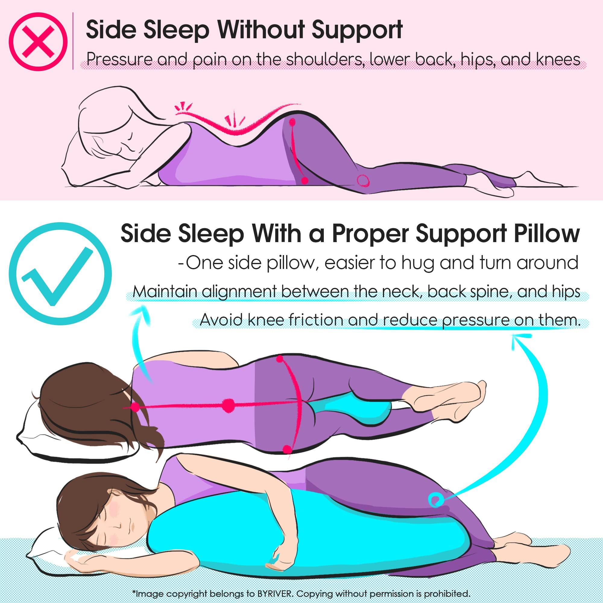 BYRIVER BYRIVER 43" Long C Shaped Body Pillow for Adults Men Women, Side Sleeper Pillow for Neck Shoulder Back Pain Relief, Cooling Post Sugery Pillow Pregnancy Pillow, Blue Black Washable Pillowcase (XL)