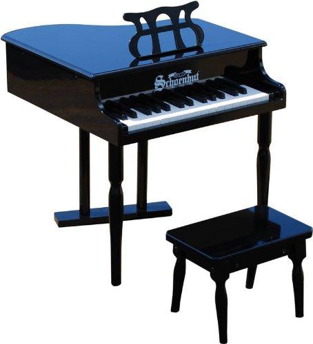 Schoenhut Classic Baby Grand Piano 30 Keys Mini Keyboard Piano with Bench Musical Instruments Learn to Play Wooden Classic Keyboard Piano for Kids 3 12 Years Toy Grand Piano Black