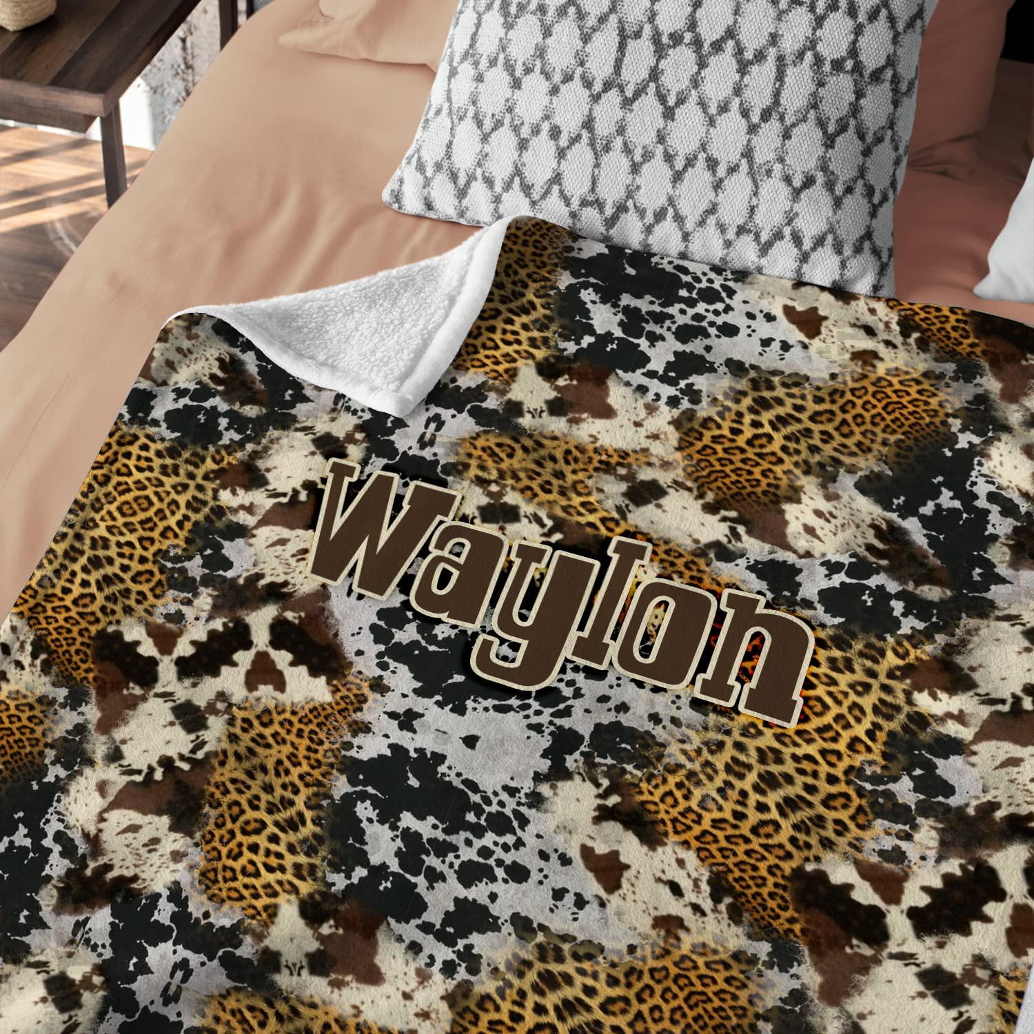 locobird Cow Print Blankets, Cowboy Baby Blankets, Baby Western Blankets, Personalized Baby Blankets for Girls Boys, Baby Stuff, Custom Baby Blankets Name Fleece Blankets for Newborn Infant Son Daughter