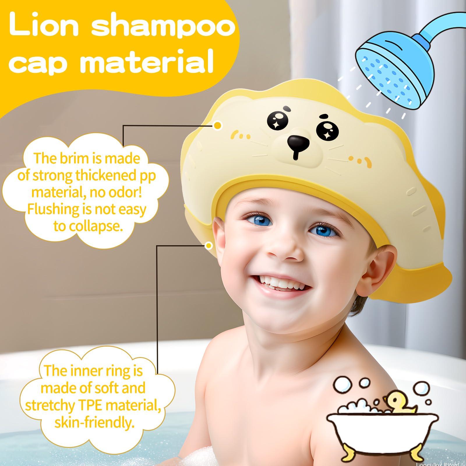 Lonlown Baby Shower Cap for Kids,Adjustable Bath Visor for Toddler Shower Cap for 1-10 Years Old Kids,Soft Baby Bath Visor Protector Eye Ear,Washing Hair Fun