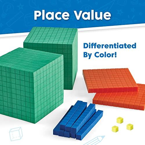 hand2mind Differentiated Plastic Base Ten Blocks Complete Set, Place
