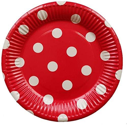 Party2u Round Plates 6.75" 8/Pkg-Ruby Red Decorative Dots