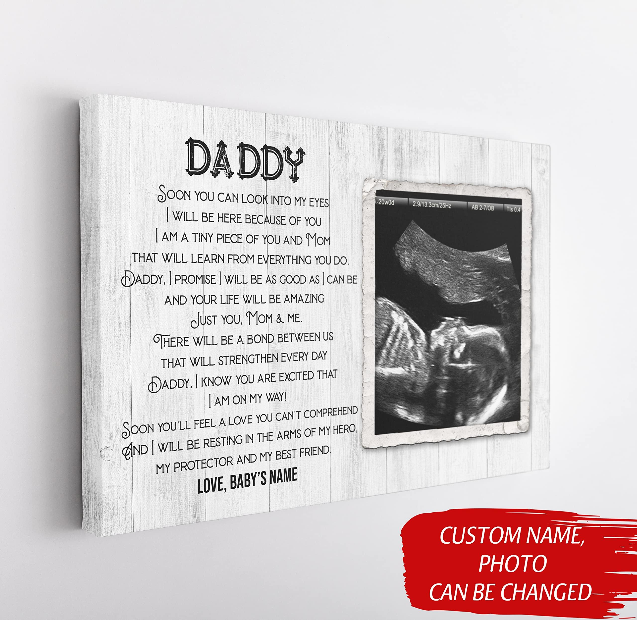 ToysCentral Basics First Fathers Day Custom Sonogram Canvas Dad to Be Gift New Daddy 1st Time Father Expecting Dad Gift from Baby Bump| N2579 (10x8 inch)