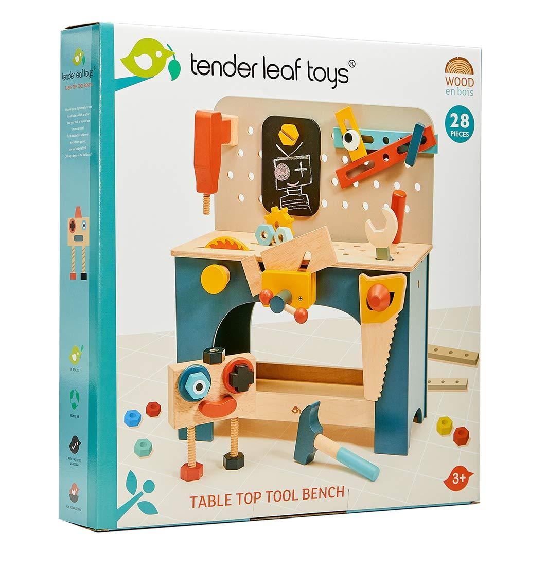 Tender Leaf Toys Tender Leaf Toys - Tabletop Tool Bench - Construction Building Play Set for Kids - Encouraging Logical Thinking, Inspire Imaginative Play and Pretend Play for Age 3+