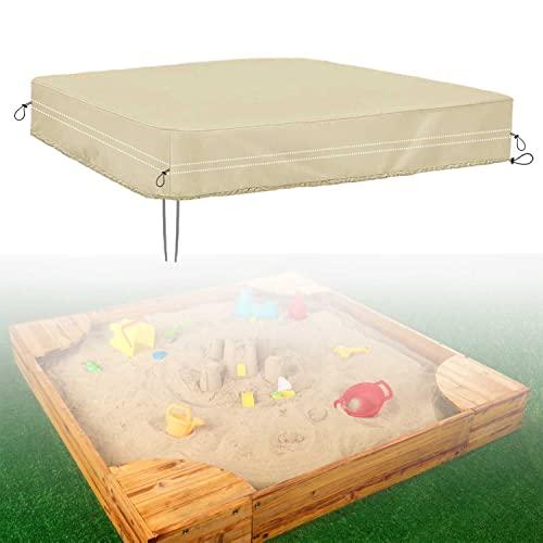 DUSTYPROTE DUSTYPROTE Sandbox Cover, 420D Heavy Duty Children\'s Sandbox Protection, Sand Coxes for Kids Outdoor with Lid-60in, Square Sandboxes Sandpit Cover (Khaki)