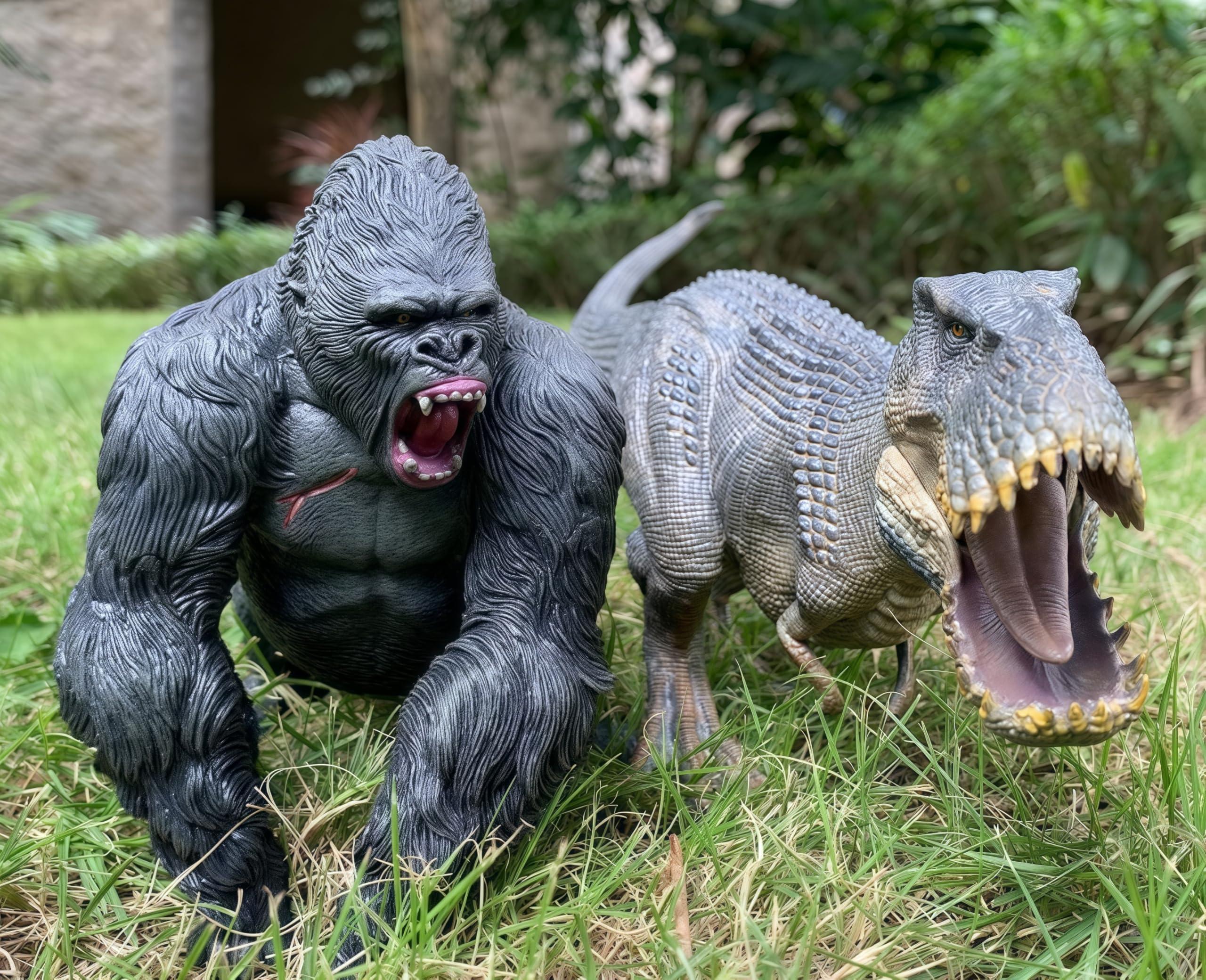 gemini&genius Gemini & Genius King Kong Toys Vastatosaurus Rex Dinosaur World Toys Stand Up with Movable Jaw Gorilla Action Figurine Gift for Kids