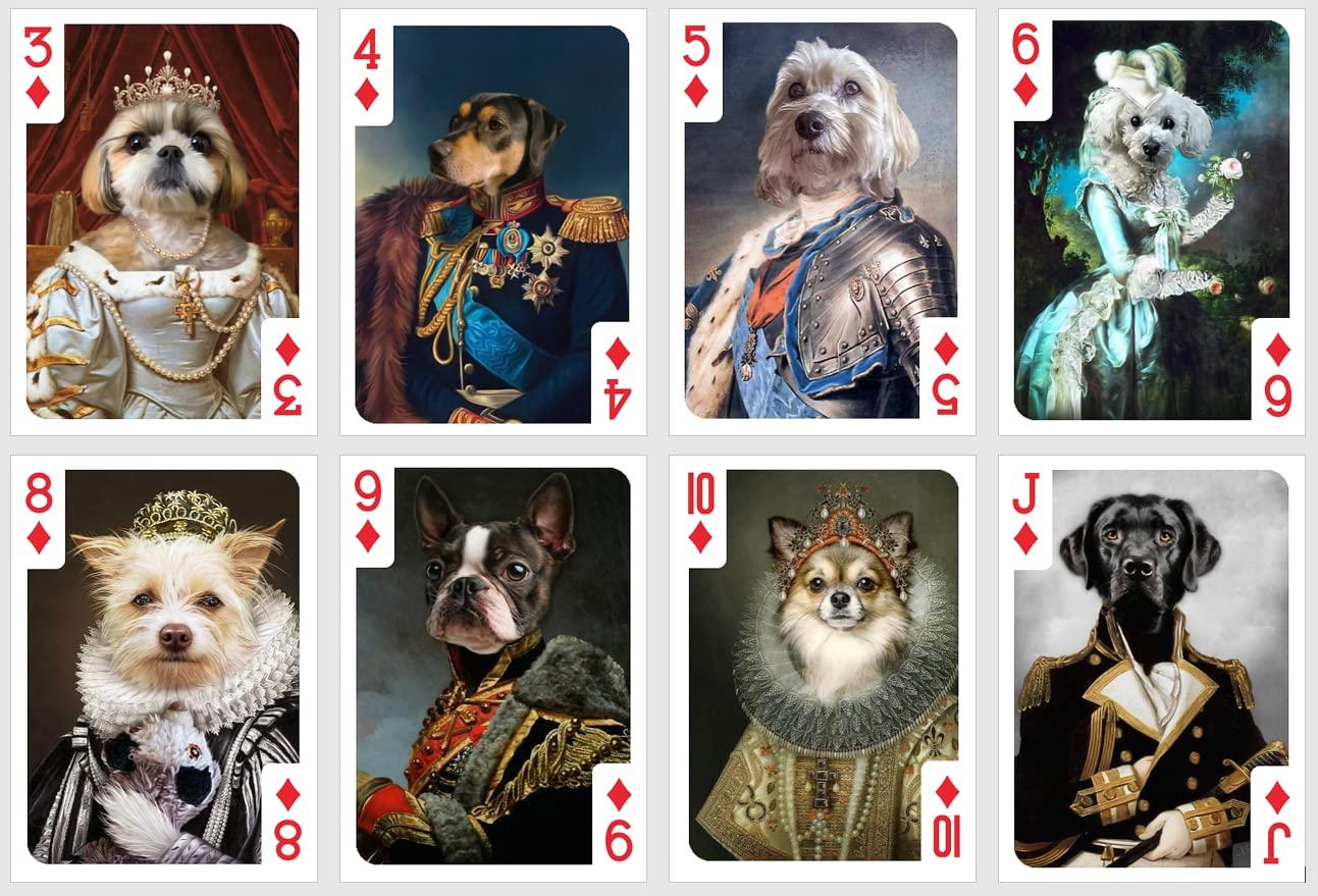 Generic Royal Pets Playing Cards. Renaissance cat and Dog Portraits. Playing Cards with Cats and Dogs.