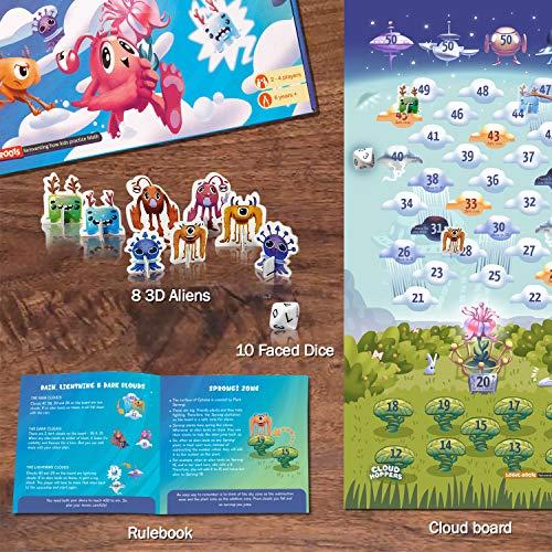 Logic Roots Logic Roots Cloud Hoppers Addition and Subtraction Game - Fun Math Board Game for 6 - 8 Year Olds, Easy to Play Educational Game for Kids at Home, Perfect STEM Toy Gift for Girls & Boys, Grade 1 & Up