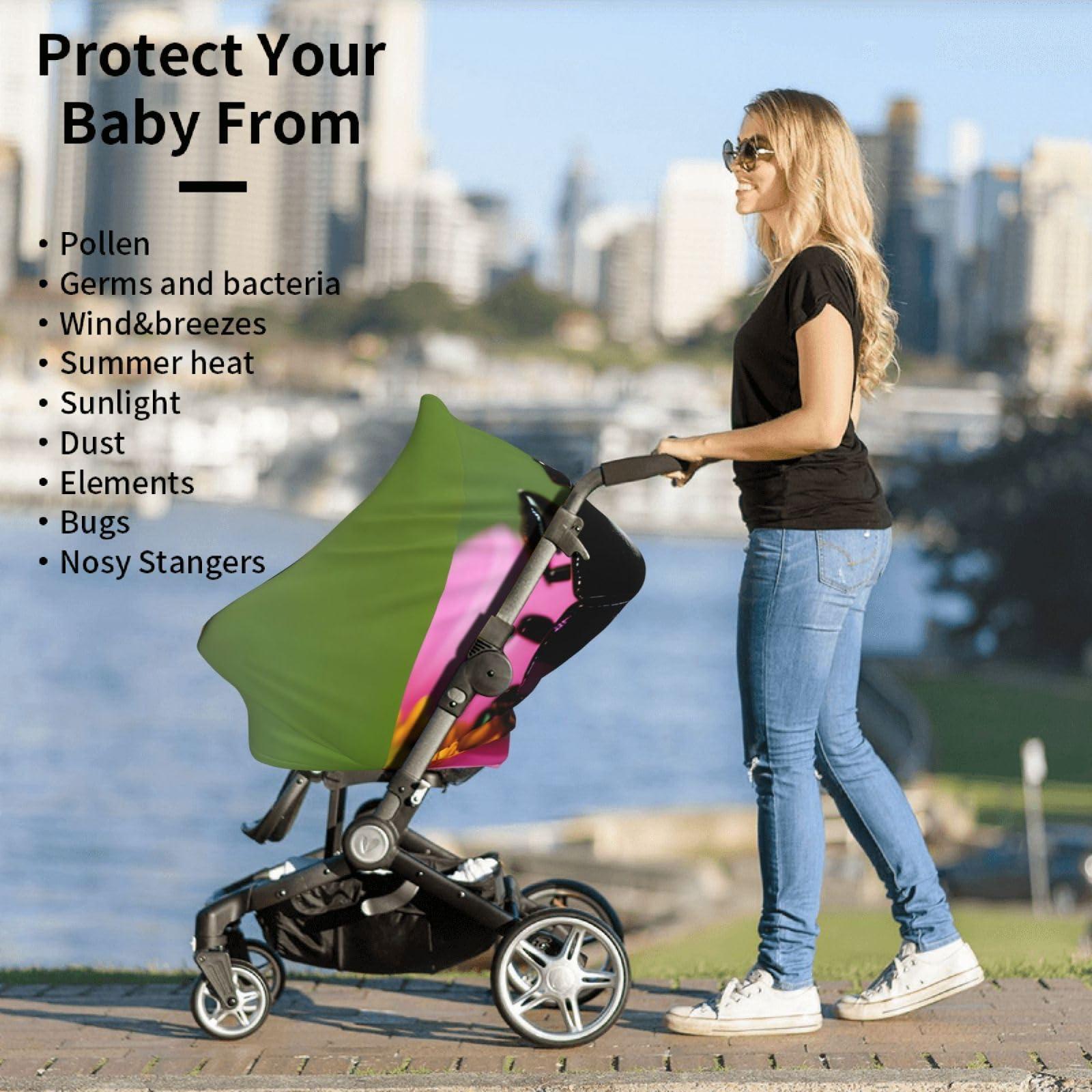 ZhanMg ZhanMg Colorful Ladybird Stroller Chair Nursing Top Cover - Privacy Canopy for Newborns and New Moms, Perfect for High Chair, Black