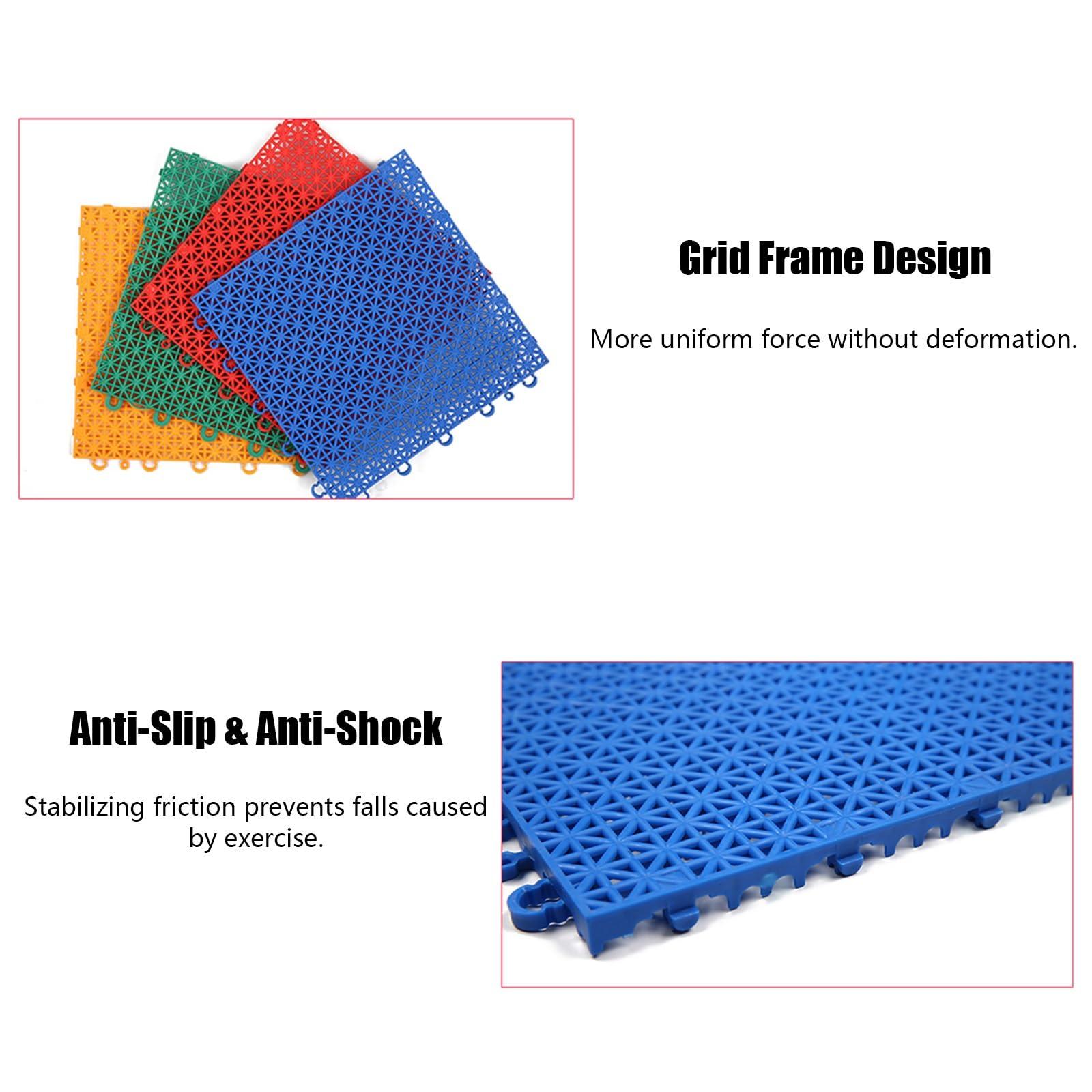ZJKXJH Sport Court Tiles Outdoor Basketball, 1010 Inch Modular Interlocking Floor Tile/ Mats for Gymnasium Playground Public Leisure Place Waterproof DIY Puzzle Flooring, Red Yellow Blue Green ( Color : Red