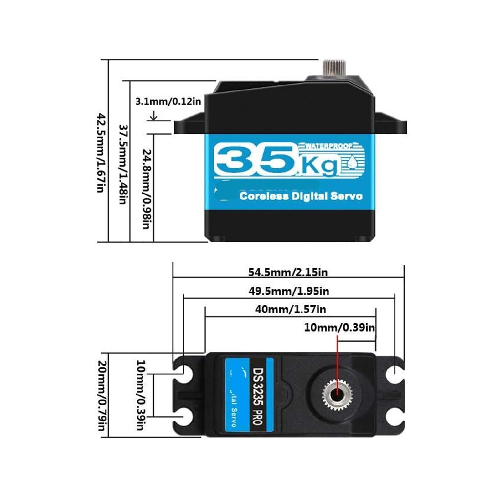DVOGIFJG 35KG 7.4V DS3235 PRO 45KG 7.4V DS3245 Coreless Digital Metal Servo 180/360 Waterproof IP66 with 25T Servo Arm(35KG 270)