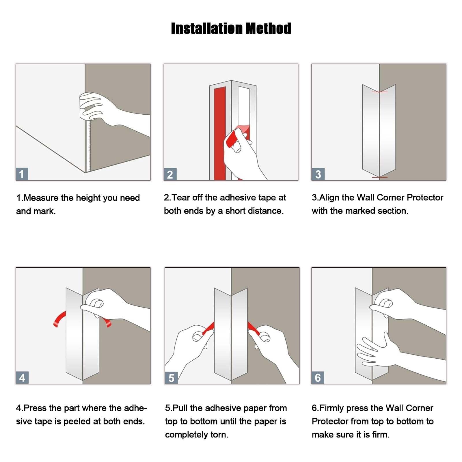 ZJYSMH Wall Corner Protector,Corner Protectors, Wall Corner Protectors Guards Self-Adhesive Corner Protectors Dog Chewing, Home PVC Wall Corner Edge Protector(Black,100CM(3.3FT)-2CM/0.8IN)