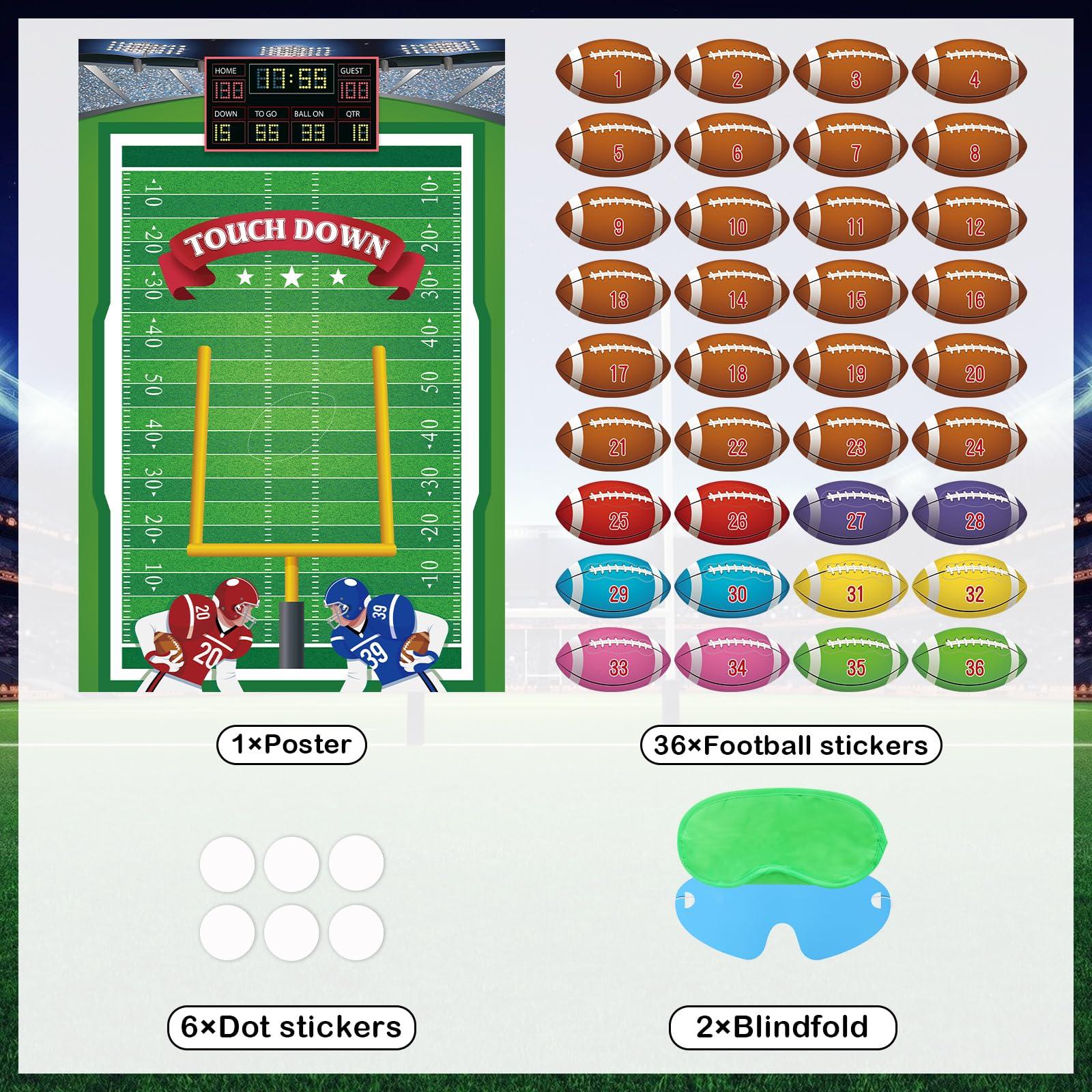 Hxezoc Hxezoc Pin The Football On The Goalpost Game With 36 Pcs Football Stickers, Large Football Party Games Poster for Kids Birthday Party, Carnival Party Decoration Supplies