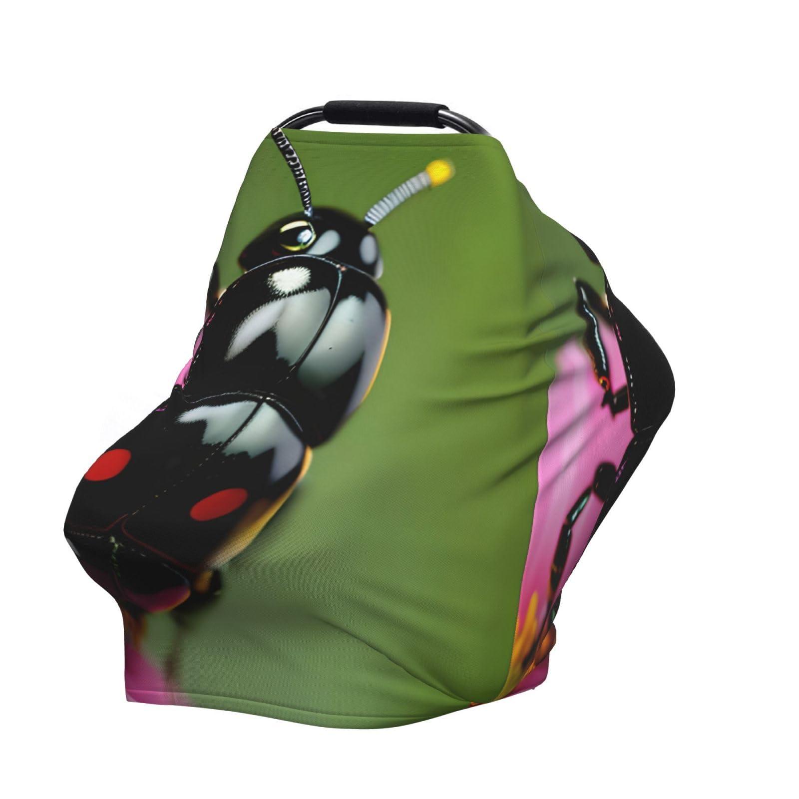 ZhanMg ZhanMg Colorful Ladybird Stroller Chair Nursing Top Cover - Privacy Canopy for Newborns and New Moms, Perfect for High Chair, Black