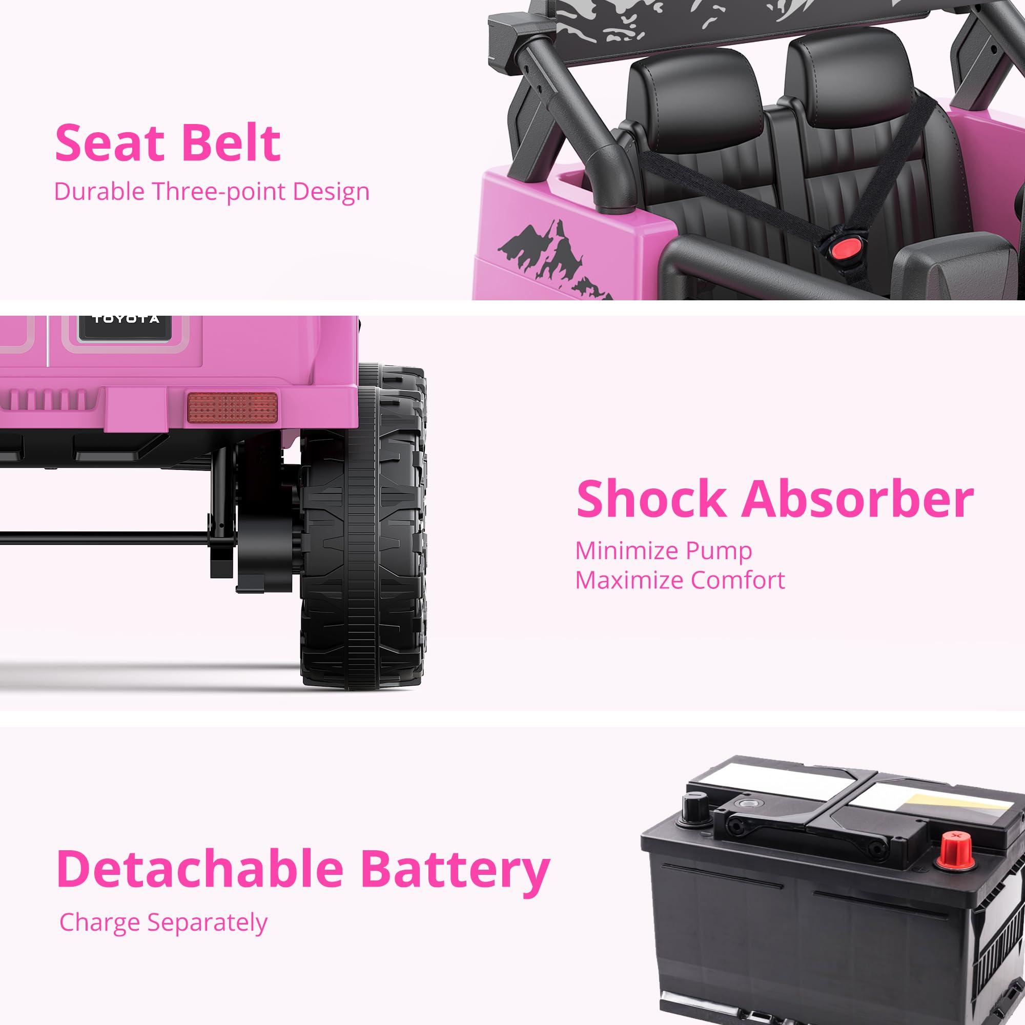 Powerwhale Powerwhale Kids car Electric car for Kids- Kids Jeep Remote Control Ride on car for Toddlers 12v Ride on Toys Children\'s Pink