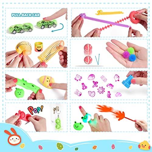 FUN LITTLE TOYS FUN LITTLE TOYS 100PCS Prefilled Easter Eggs with Toys Inside, Filled Plastic Easter Baskets Stuffers Fillers Easter Egg Hunt Prizes Classroom Easter Party Favor Gift for Kids