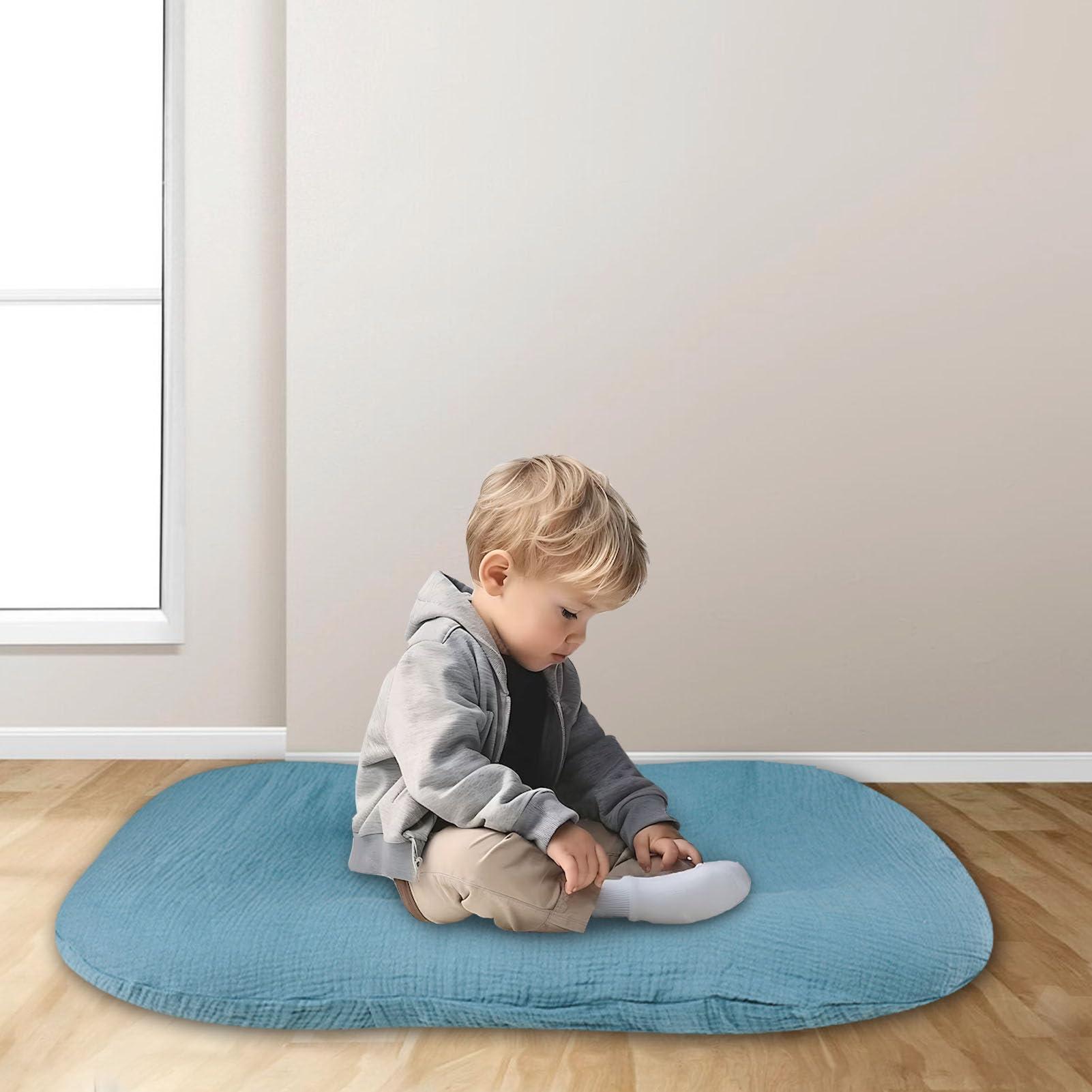 Hooyax Hooyax Muslin Lounger Cover for Baby and Toddler, Baby Lounger Cover & Toddler Lounger Cover for Boys Girls, 37 x 21 & 31.5 x 21 Inch, Blue
