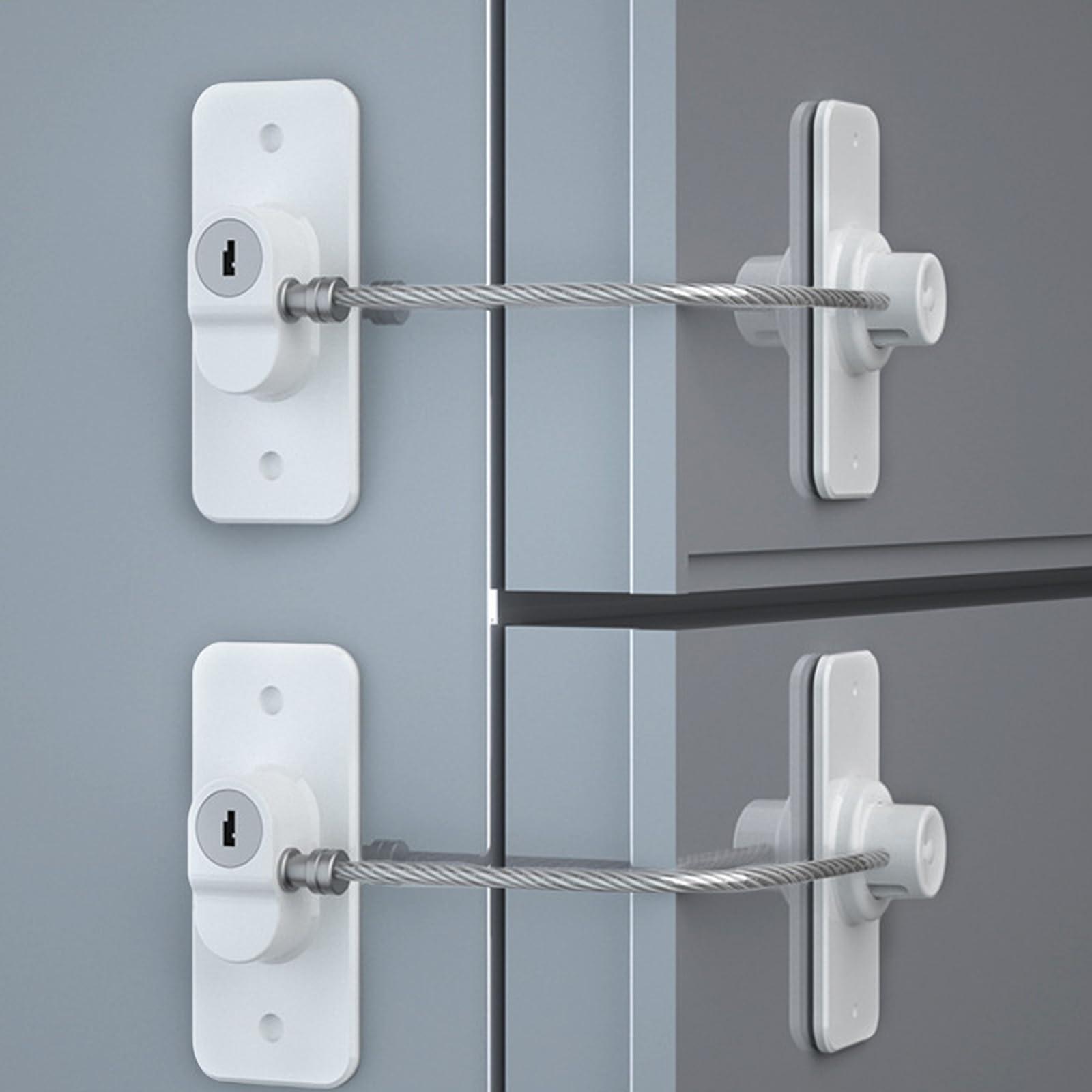 KIZZHISI KIZZHISI Fridge Lock (2 Pack),Refrigerator Lock with Keys,for Fridge, Cabinet Locks, Drawers, Dishwasher, Toilet and Child Safety Cabinet Locks, Traceless Adhesive No Drilling (White)