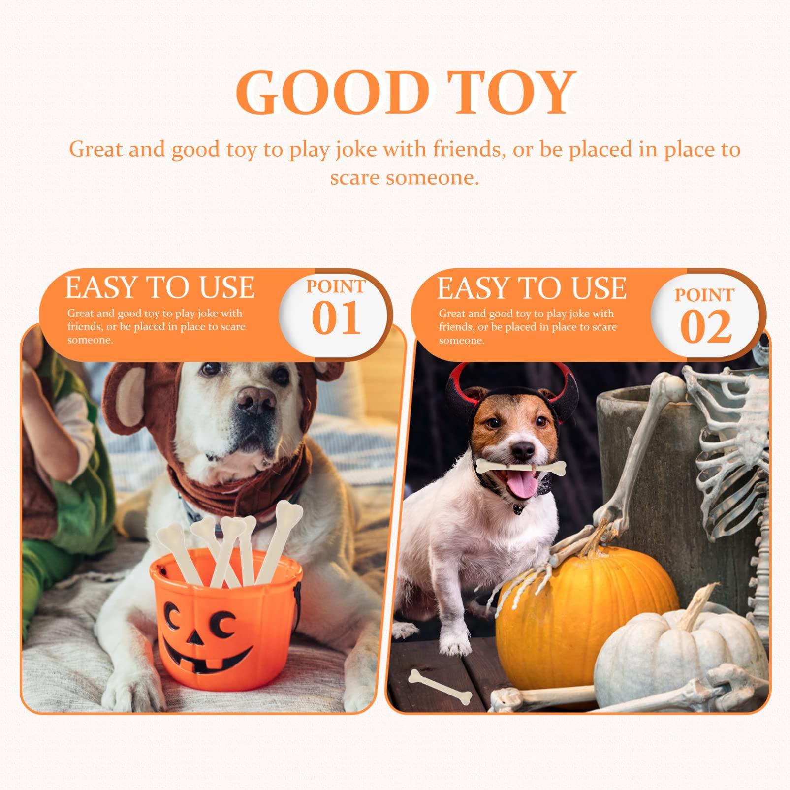 Gadpiparty Gadpiparty 48pcs Halloween Bones Decor White Plastic Bone Halloween Props Mini Skeleton Fake Bones Plastic Skeleton Bones Plastic Bones for Halloween Party Fake Plastic Bones Toy Artificial