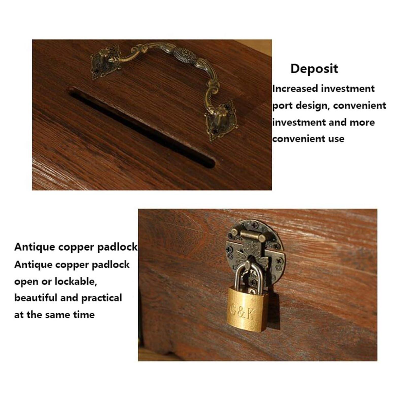 SEDFDD Deposit Money Bank Coin Bank Hand Wooden Coin Jars Adult Piggy Bank Unique Gift Room Decor Kids\' Money Banks Piggy Bank(Large)