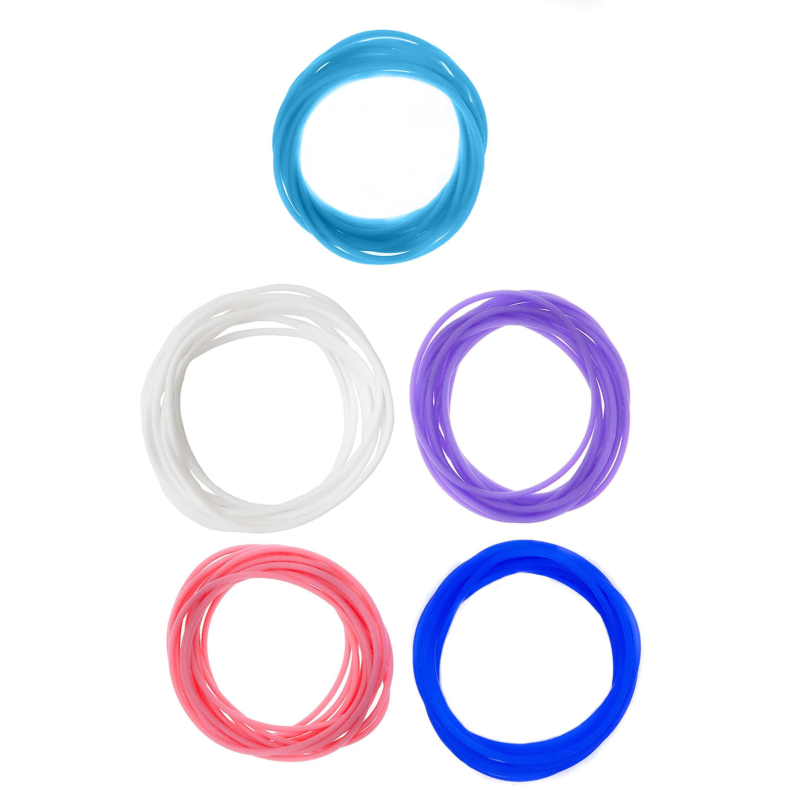 FROG SAC 72 PCS Silicone Jelly Bracelets for Teen Girls, Rubber Bands for Women Hair in 6 Colors, Women's Bracelet and Hair Ties, Neon Party Favors for Teens, 80s and 90s Jewelry Accessories
