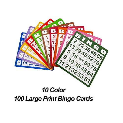 JUNWRROW JUNWRROW Deluxe Bingo Set- Includes 1000 Colorful Chips with a Bag,100 Mixed Cards,75 Calling Balls with a Bag, 6 Inch Rotary Bingo Cage& Bingo Master Board,Bingo Storage Bag -Ideal for Large Groups