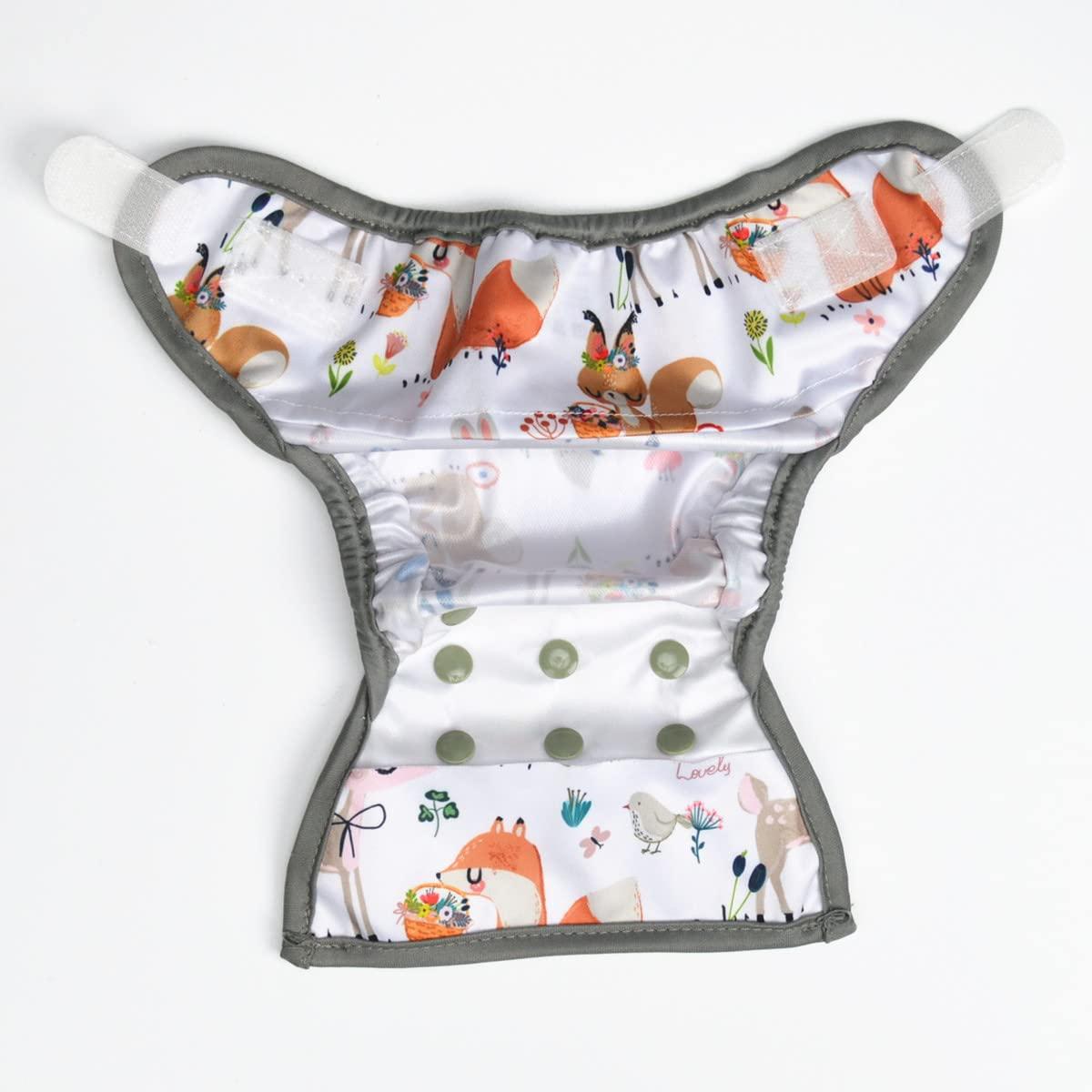 Sigzagor Newborn Baby Cloth Diaper Cover Nappy Hook and Loop (Flowers Deers)