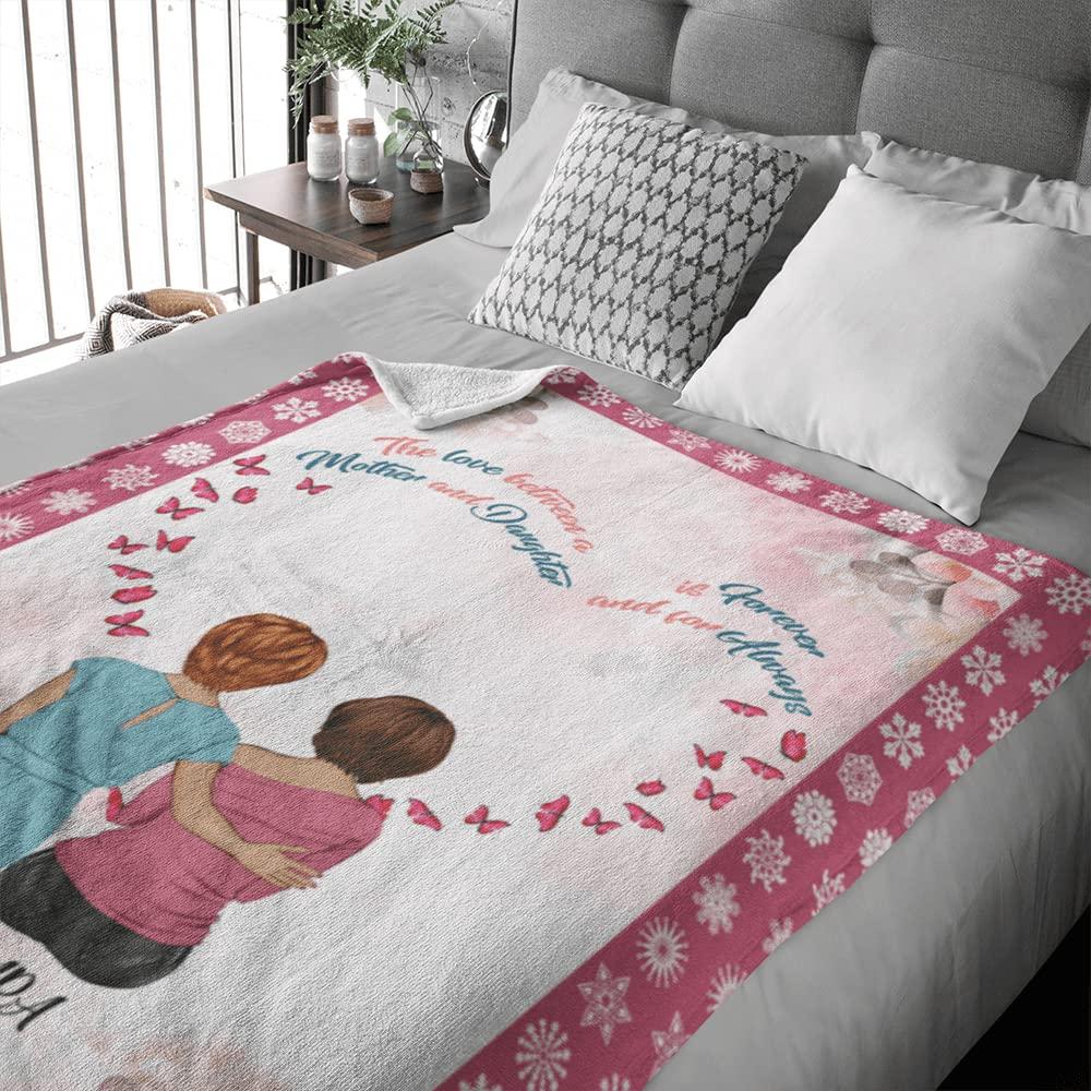 Gossby Gossby Custom Blanket with Names Like Mother Like Daughters Red Background Best Mom Gifts for Birthday,Mom B-Day Gifts for Her,Soft Bed Blanket to Mother