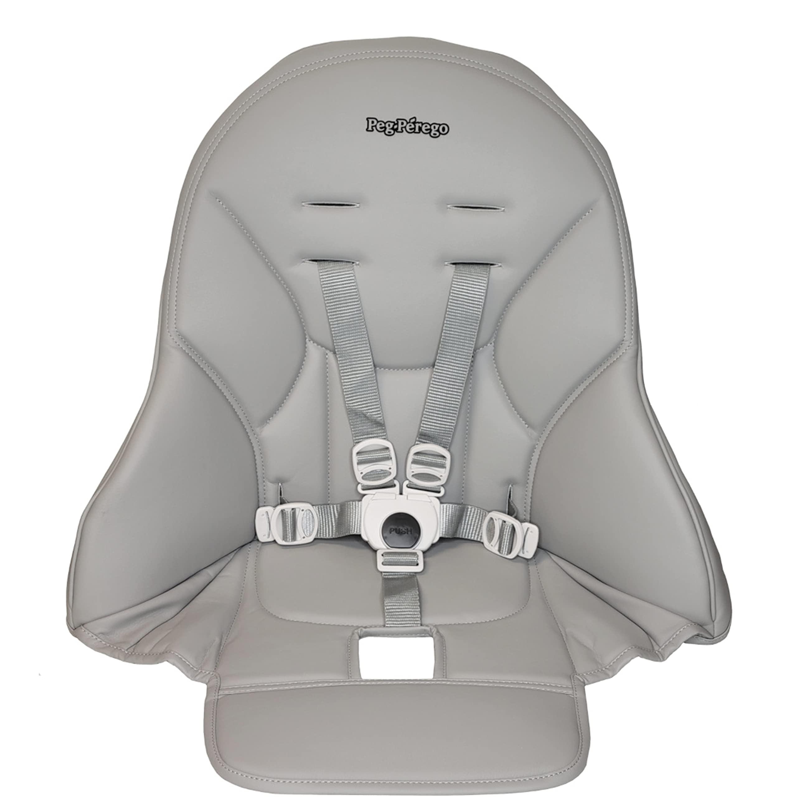 Peg Perego Peg Perego Siesta/Prima Pappa Zero 3 high chair replacement upholstery with seat belt, Ice (Grey)