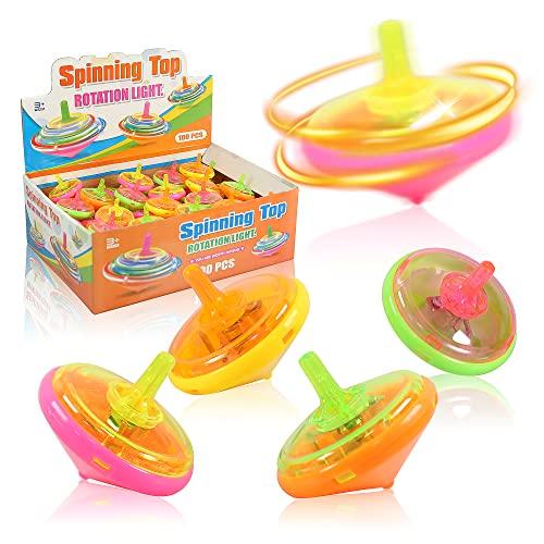 PROLOSO PROLOSO 100 Pcs Light Up Spinning Tops LED Flashing Spinners with Gyroscope