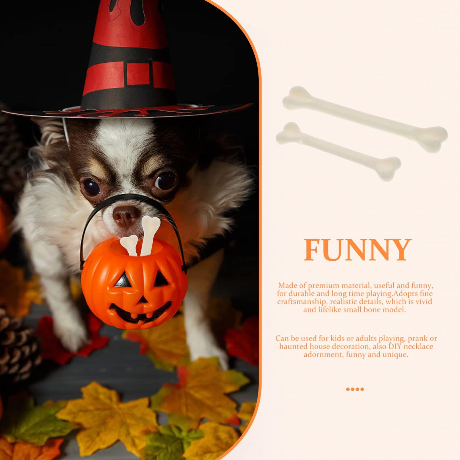 Gadpiparty Gadpiparty 48pcs Halloween Bones Decor White Plastic Bone Halloween Props Mini Skeleton Fake Bones Plastic Skeleton Bones Plastic Bones for Halloween Party Fake Plastic Bones Toy Artificial