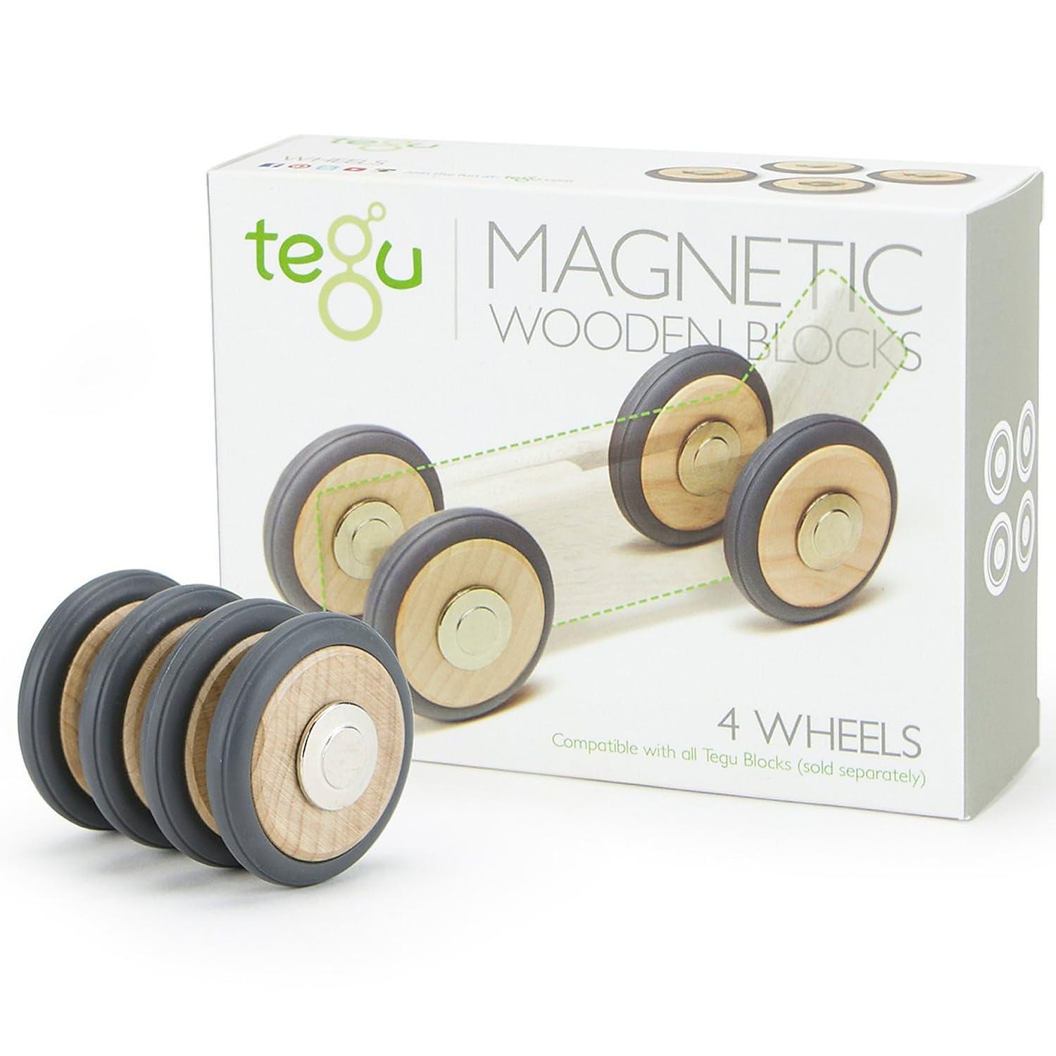 Tegu 4 Pack Tegu Magnetic Wooden Wheels