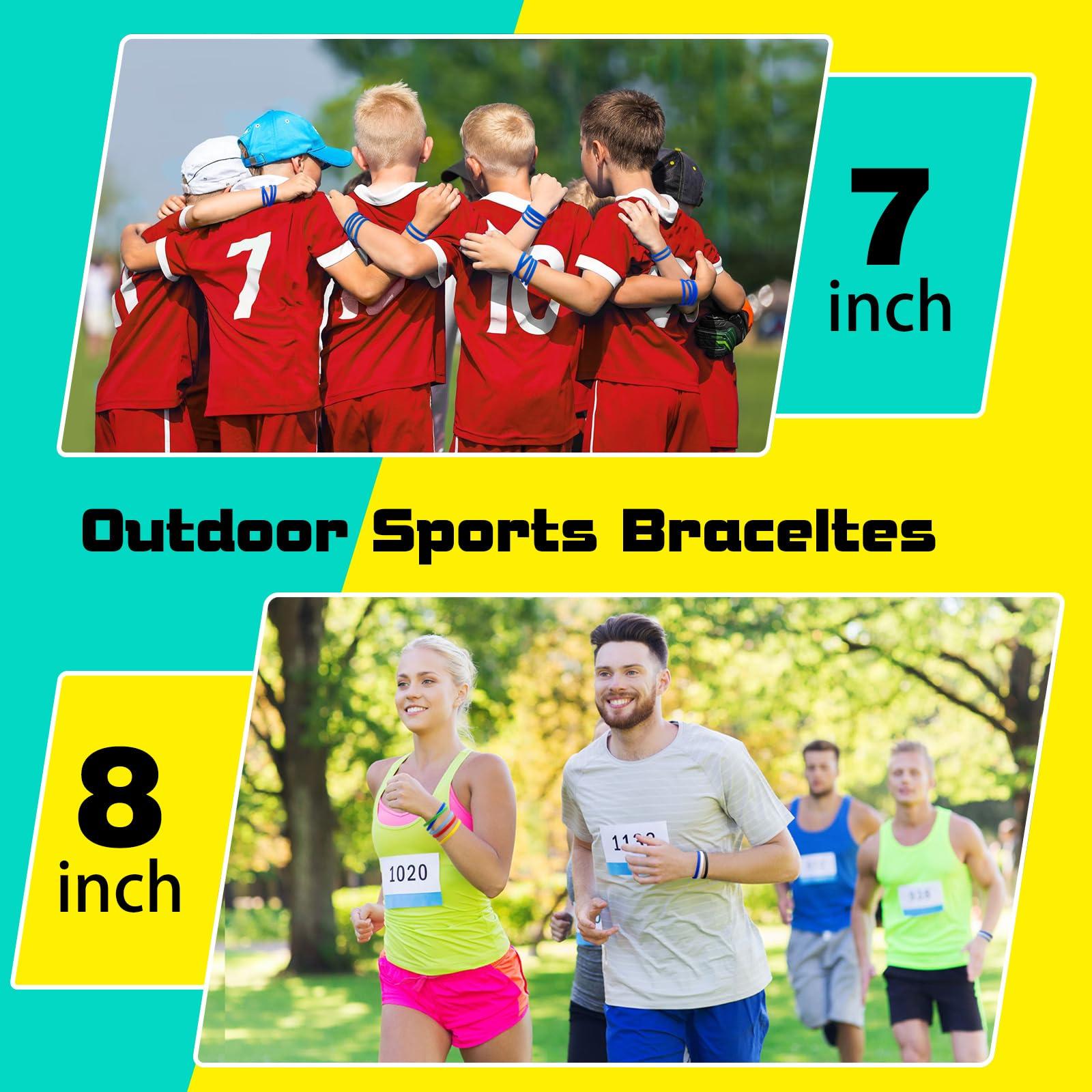 LVNRIDS LVNRIDS 100 PCS Rubber Bracelets Silicone Wristbands 8 inch Length Sports Elastic Wristband Bracelet Bulk Gifts for Men Women Teacher Student Party Orange