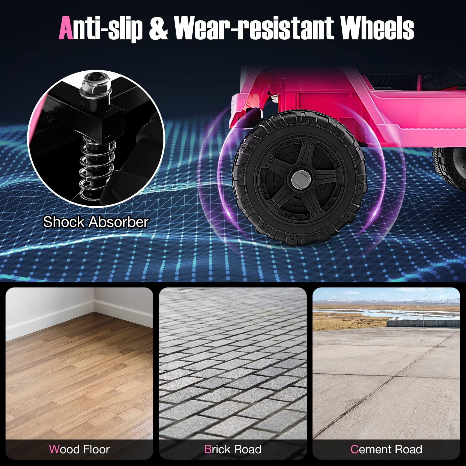 HONEY JOY HONEY JOY Pink Ride On Truck, 12V Battery Powered Vehicle Ride On Car with Remote Control, Spring Suspension, Headlights, Music, Mesh Windshield, Electric Cars for Kids, Gift for Girls 3+ (Pink)