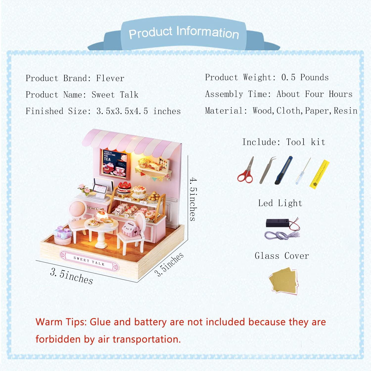 Flever Flever Dollhouse Miniature DIY House Kit Creative Room with Furniture for Romantic Valentine\'s Gift (Sweet Talk)