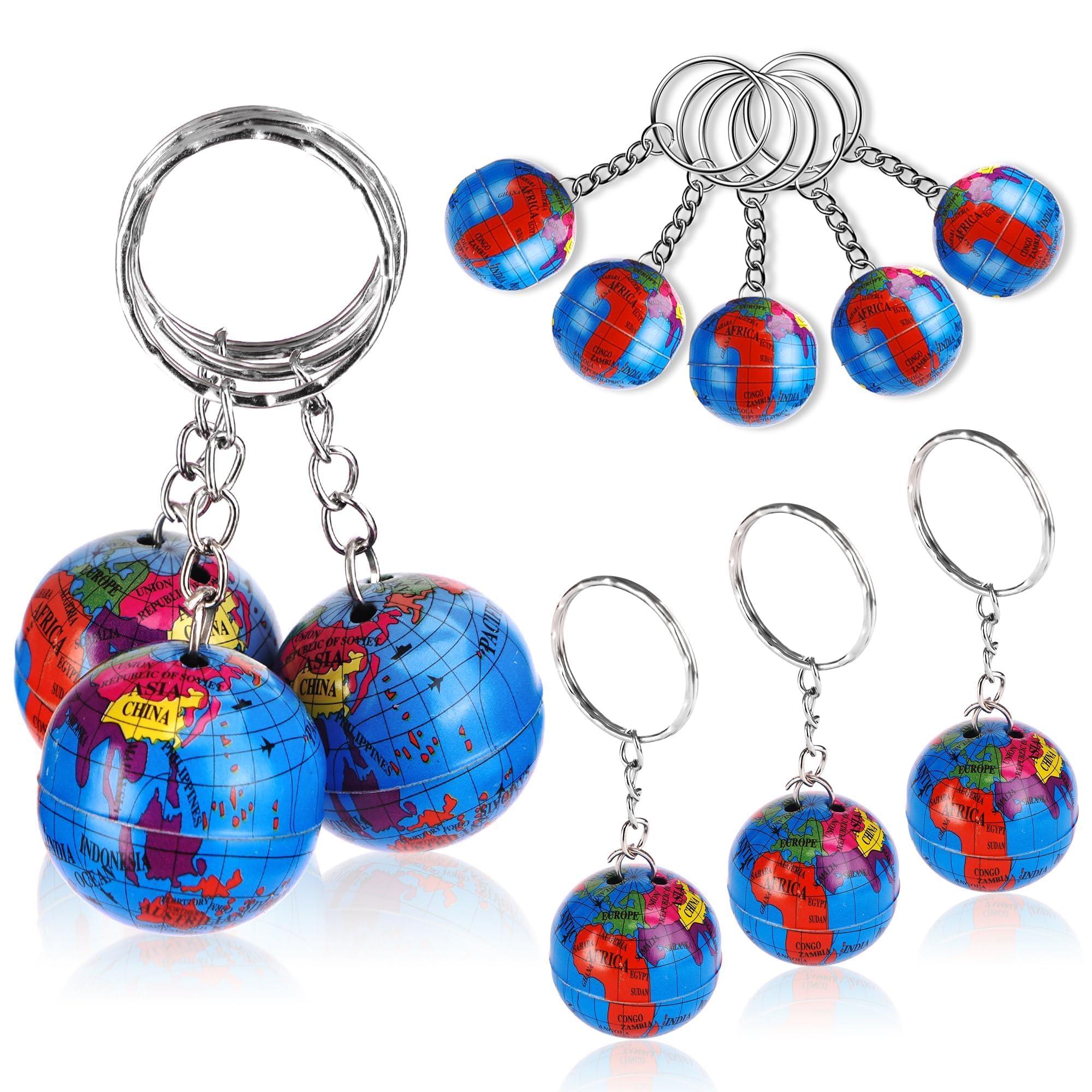 PROLOSO PROLOSO 48 Pcs Globe Keychains Bulk for Kids World Planet Earth Theme Keyrings Toy 1 Inch