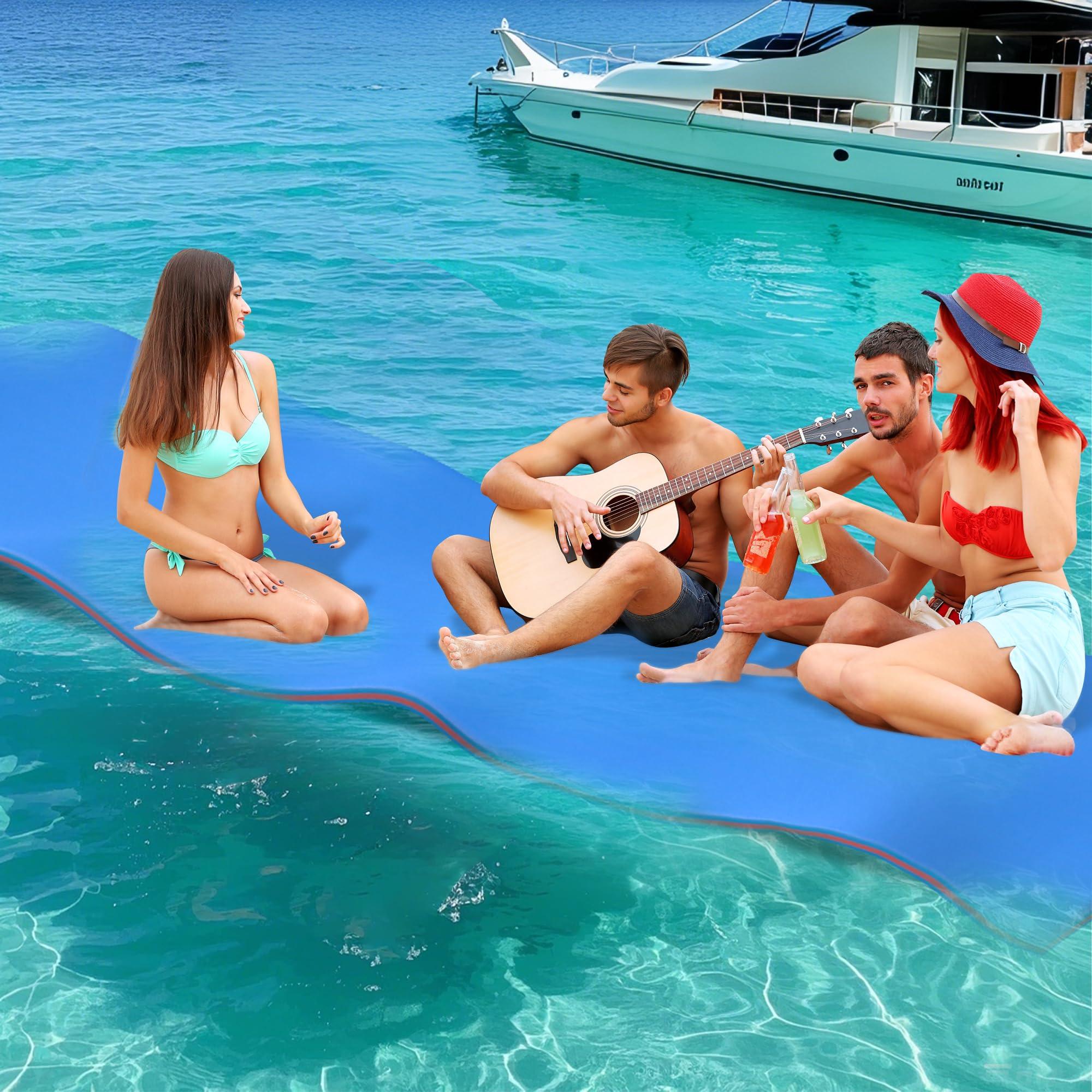 Max4out Max4out Water Floating Mat 9/12/18 FT Foam Lake Floats Floating Foam Pad Lily Pad for Water Recreation and Relaxing Lily Mat for Family Floating Pad for Pets Pool Float for Party (Blue-350)