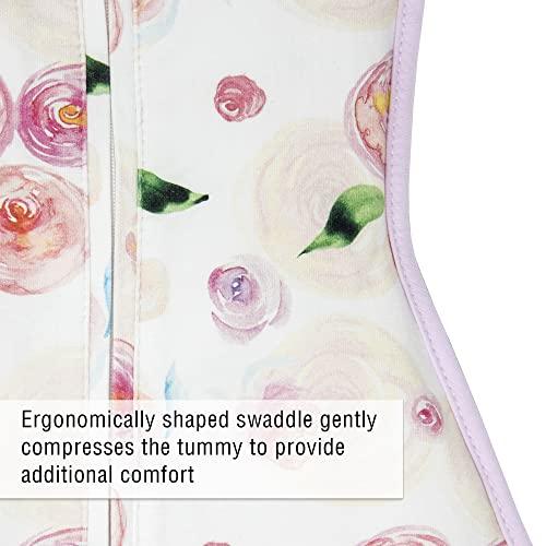 Woombie Woombie The Original Baby Swaddling Blanket - Soothing, Cotton Baby Swaddle - Wearable Baby Blanket, Watercolor Roses, 14-19 lbs