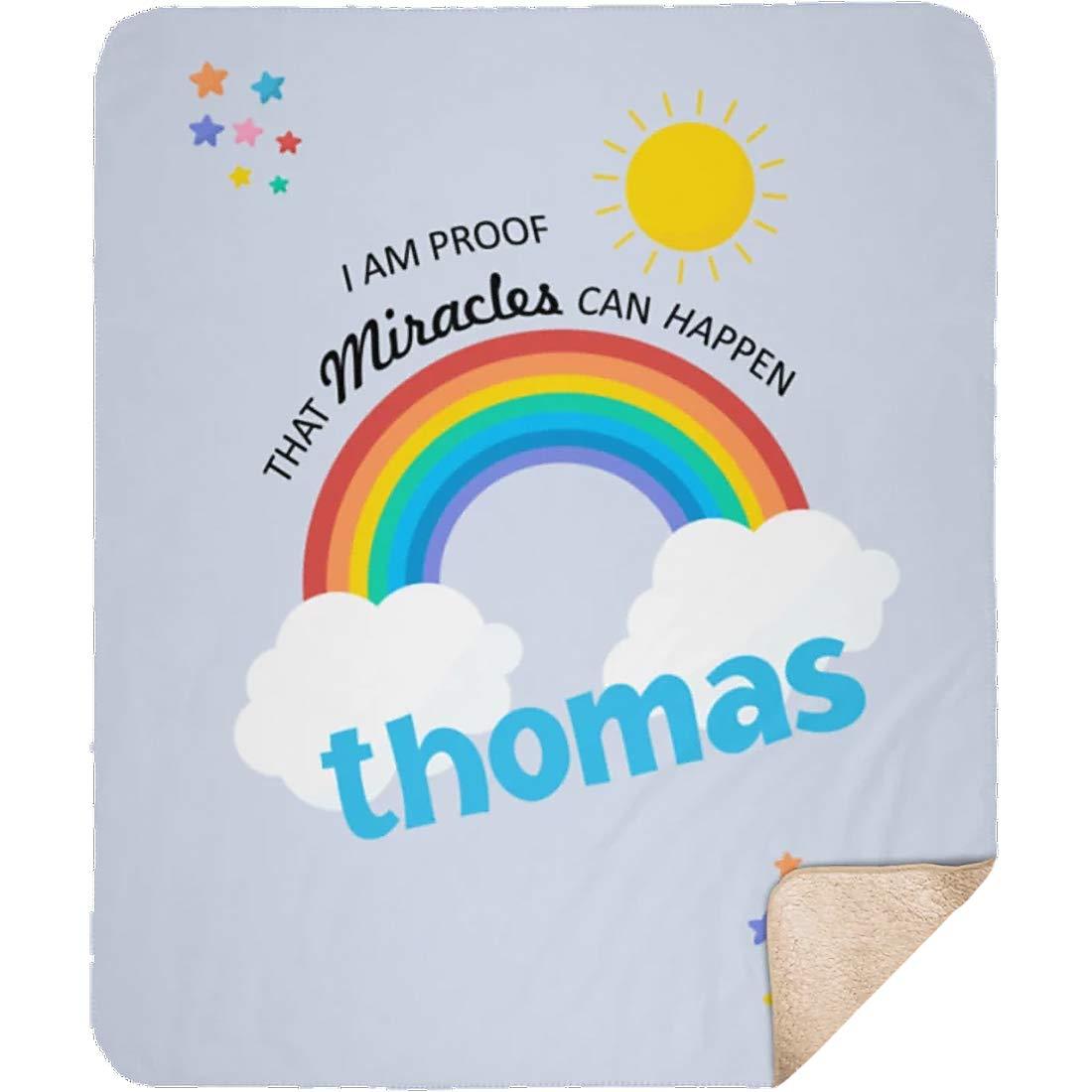 Yeh Gift Personalizead Baby Name Blanket for Girls and Boys. Proof That Miracles Can Happen Customized Rainbow Blanket from Baby's Name Gift for Baby Newborn, Birthday, Christmas, Holidays. (Sherpa, 50"x60")