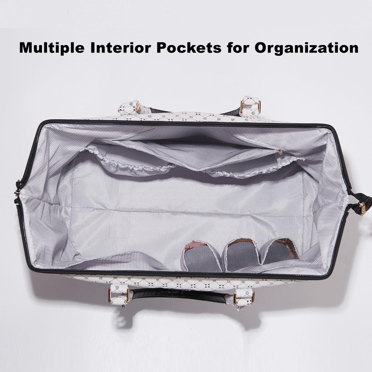 SUNVENO SUNVENO Diaper Bag Women Travel Bag Mommy Bag Weekender Bags Large Capacity duffle Bag, White