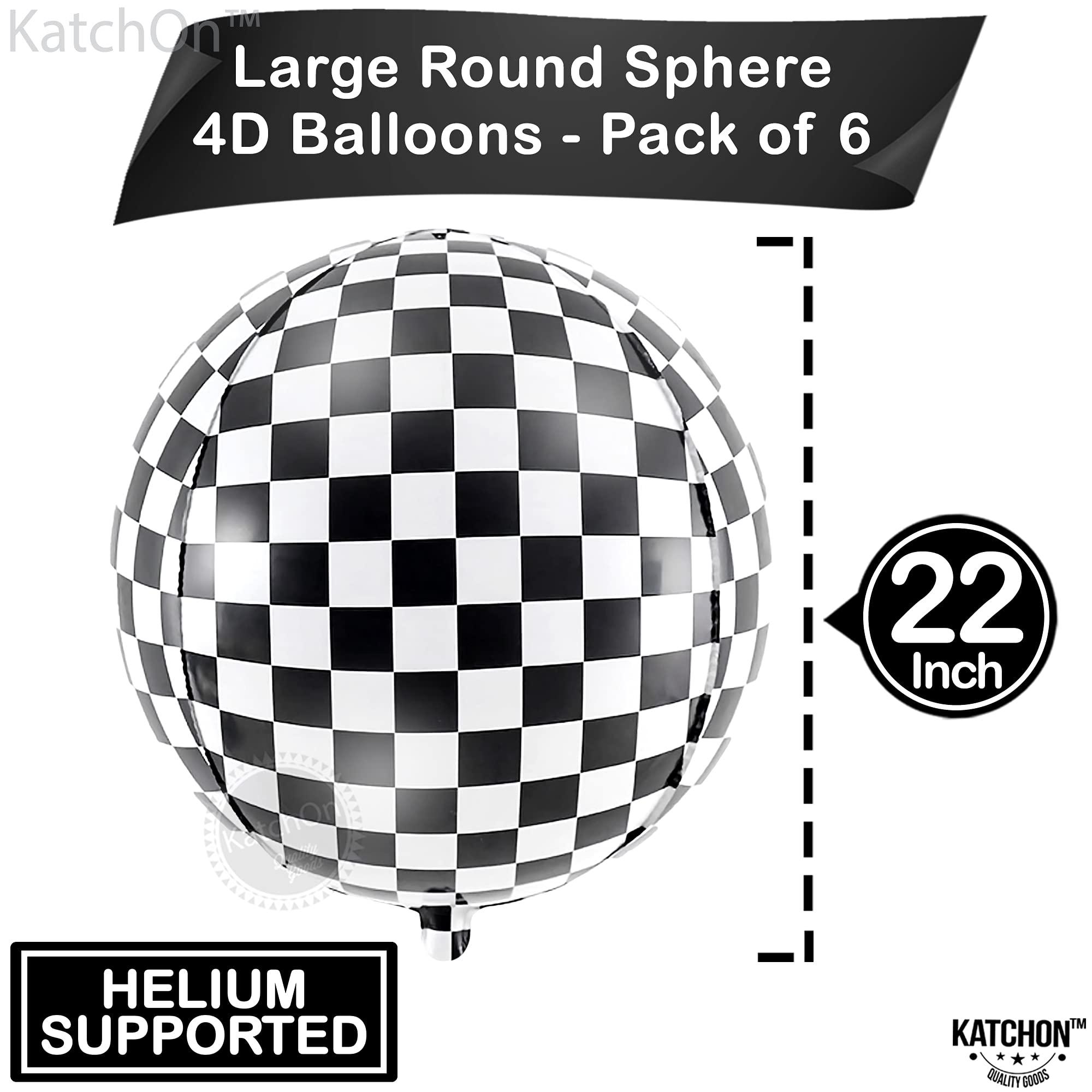 KatchOn Black and White Checkered Balloons - 22 Inch with Big Two Fast Balloons - 40 Inch, 2 Number Balloon | Checkered Flag Balloons, Race Car Birthday Party Supplies | Number 2, Two Fast Party Decorations